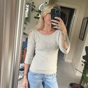 Banana Republic Women's Heather Gray Cashmere Sweater Top